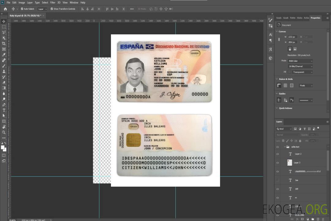 Carte d'identité Espagne template Carte d'identité Espagne template